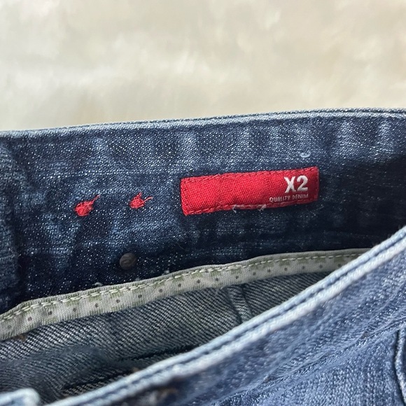 Vintage X2 Shorts Y2K Low Rise Micro Mini Leopard Patch Fringe Denim Pink Trim - Picture 3 of 7